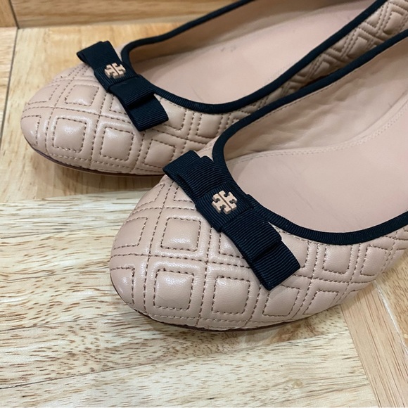 TORY BURCH Marion Quilted Ballet Flat North Nappa Gross Grain Quilt Stitch 10.5 - Picture 4 of 13